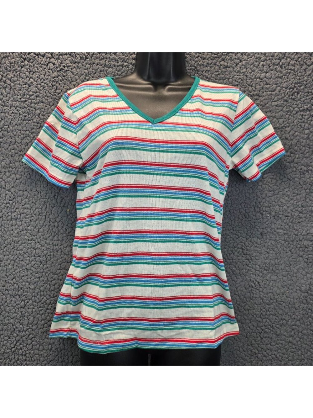 Vintage Striped Tee M Multi Deadstock Cotton Retro Indie Casual 90s Sailor Chic